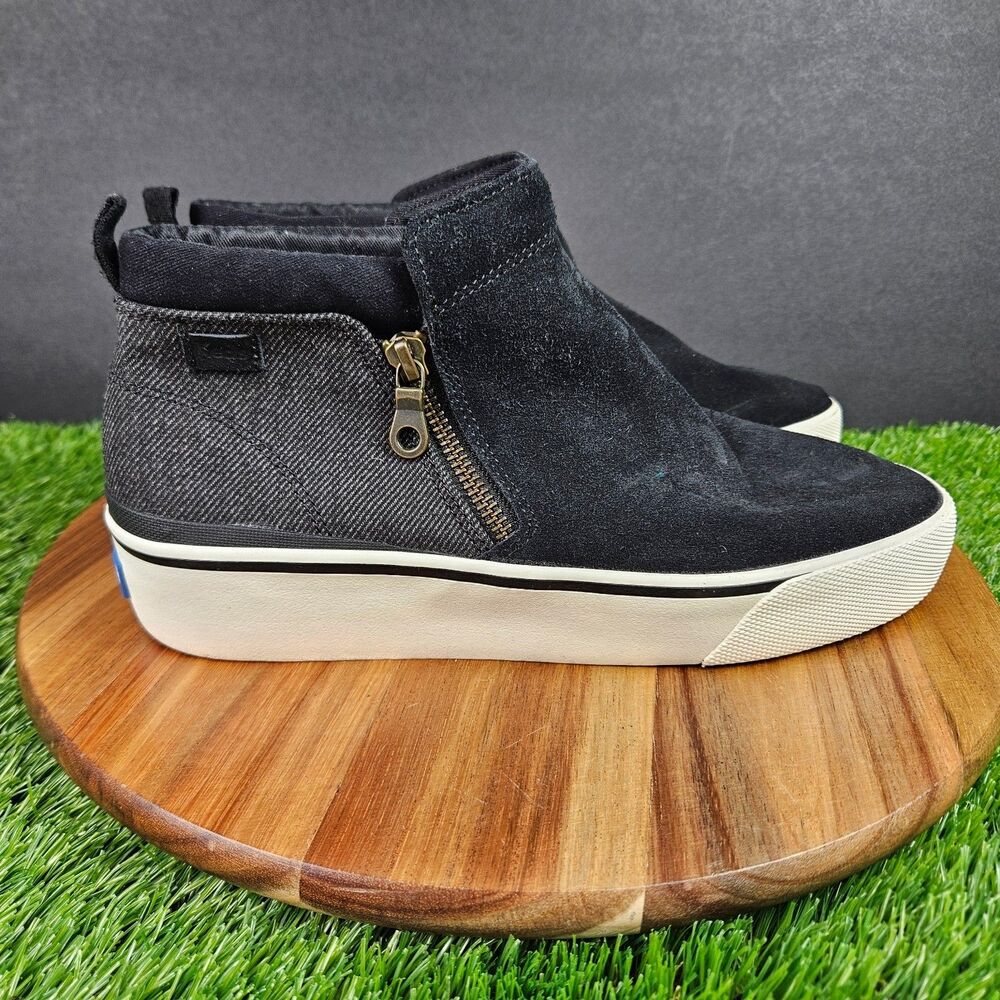 Keds Boots Womens 9 Cooper Ankle Bootie Sneaker WH64937 Black Suede Zip Comfort
